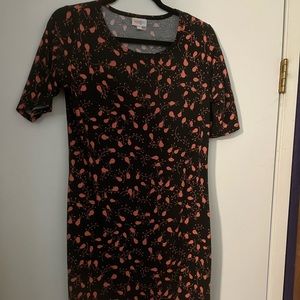 LuLaRoe Julia dress, size m, black and coral